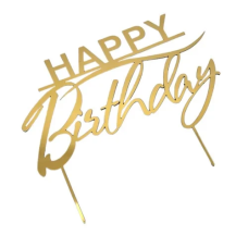 ТОПЕР З ПОЛІСТИРОЛУ «HAPPY BIRTHDAY» ЗОЛОТИЙ НА ШПАЖЦІ