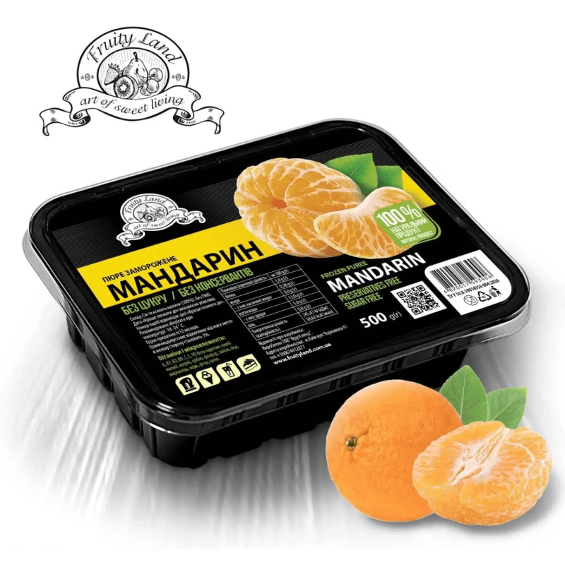 Мандарин пюре FruityLand заморожене без цукру, 0,5 кг Мандарин пюре FruityLand заморожене без цукру, 0,5 кг