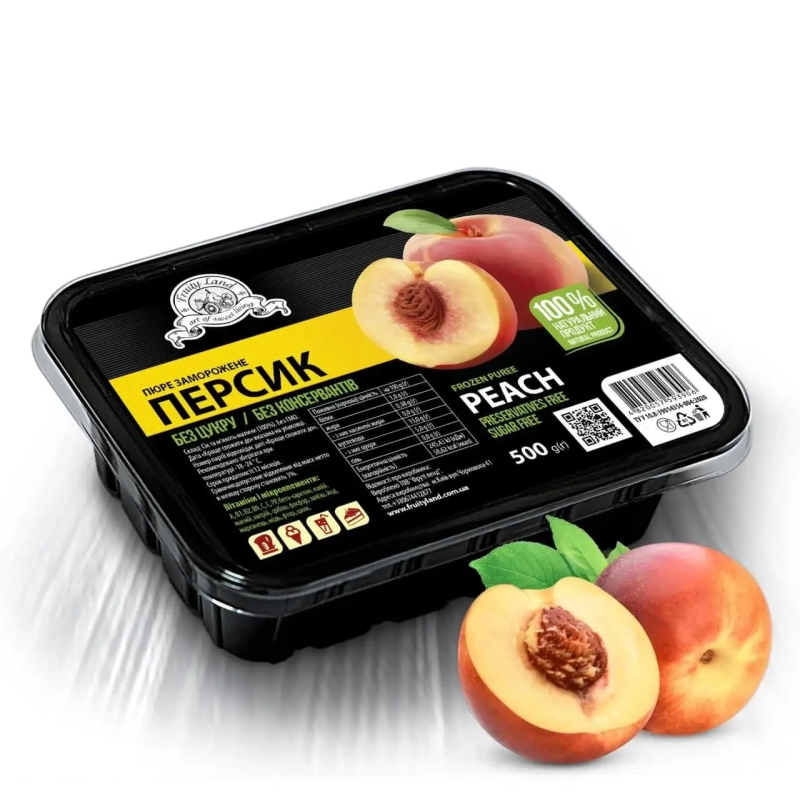 Персик пюре Fruityland замороженное без сахара,500г Персик пюре Fruityland замороженное без сахара,500г