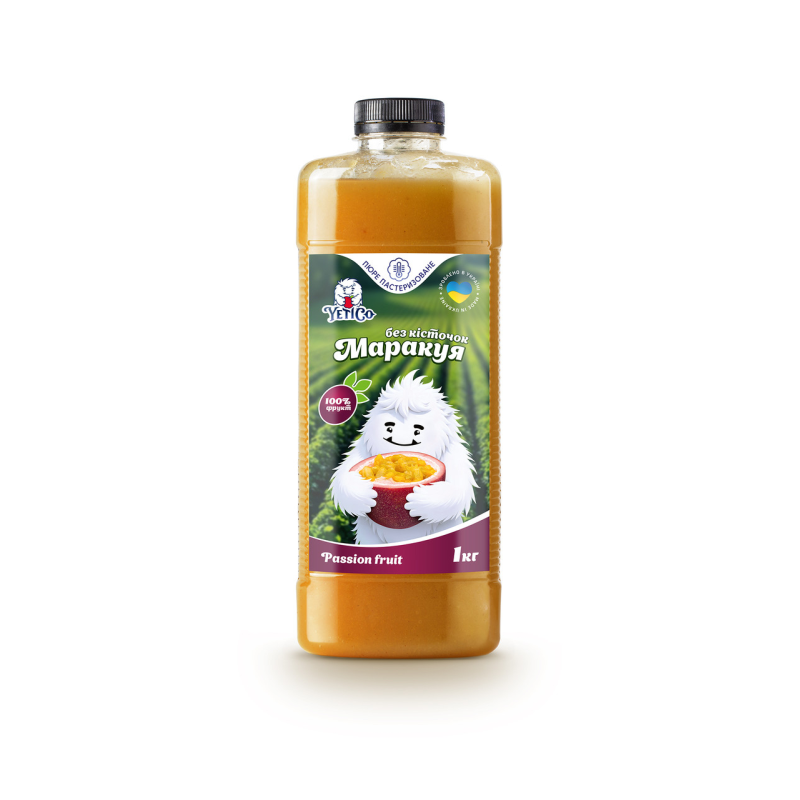 Маракуйя без кісточки пюре YetiCo пастеризоване, 1 кг
