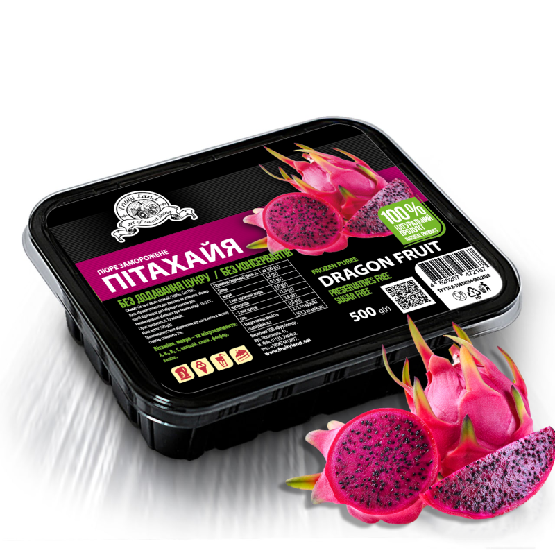 Пітахая рожева пюре FruityLand заморожене без цукру, 500г Пітахая рожева пюре FruityLand заморожене без цукру, 500г