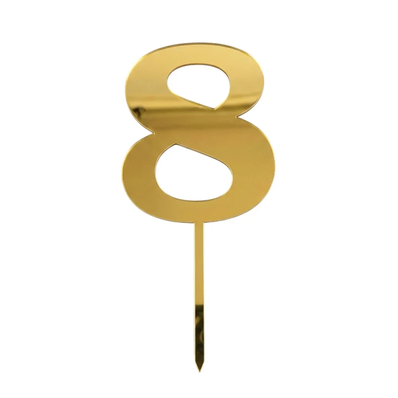 Топер дзеркальний цифра “8“ з ніжкою золото Топер дзеркальний цифра “8“ з ніжкою золото
