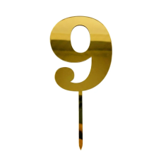 Топер дзеркальний цифра “9“ з ніжкою золото