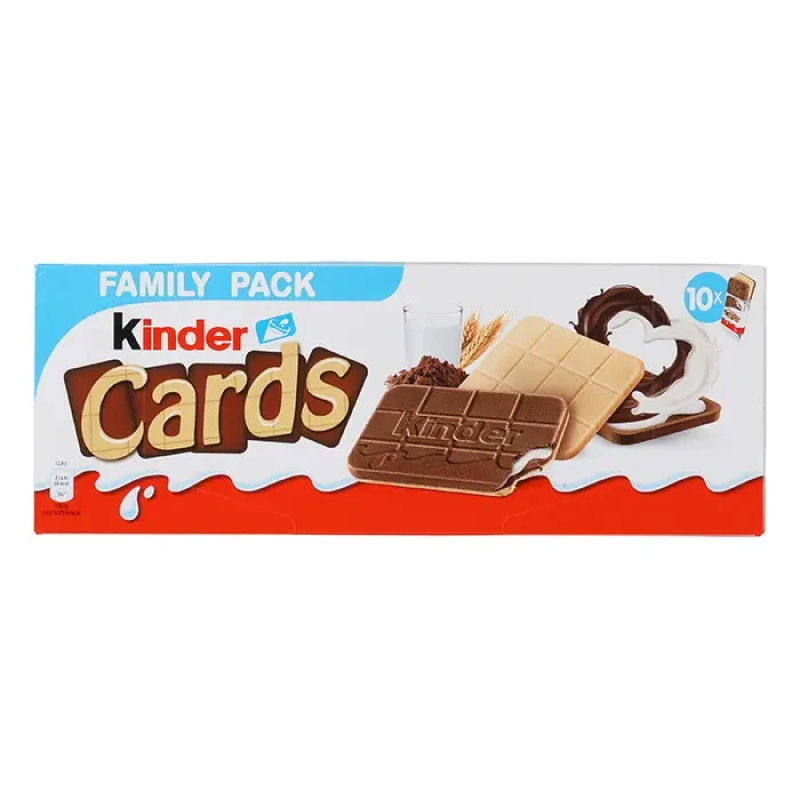 Печиво Kinder Cards Family Pack покриті шоколадом з молочною начинкою 256g Печиво Kinder Cards Family Pack покриті шоколадом з молочною начинкою 256g