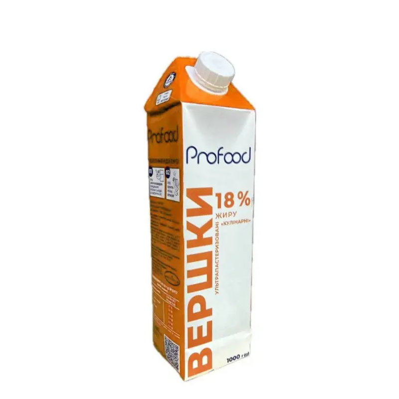 Вершки натуральні ультрапастеризовані 18% TM ProFood 1 л
