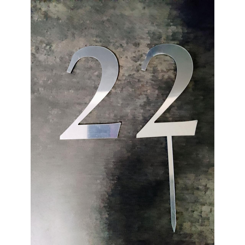 Топер дзеркальний цифра “2“ без ніжки срібло Топер дзеркальний цифра “2“ без ніжки срібло