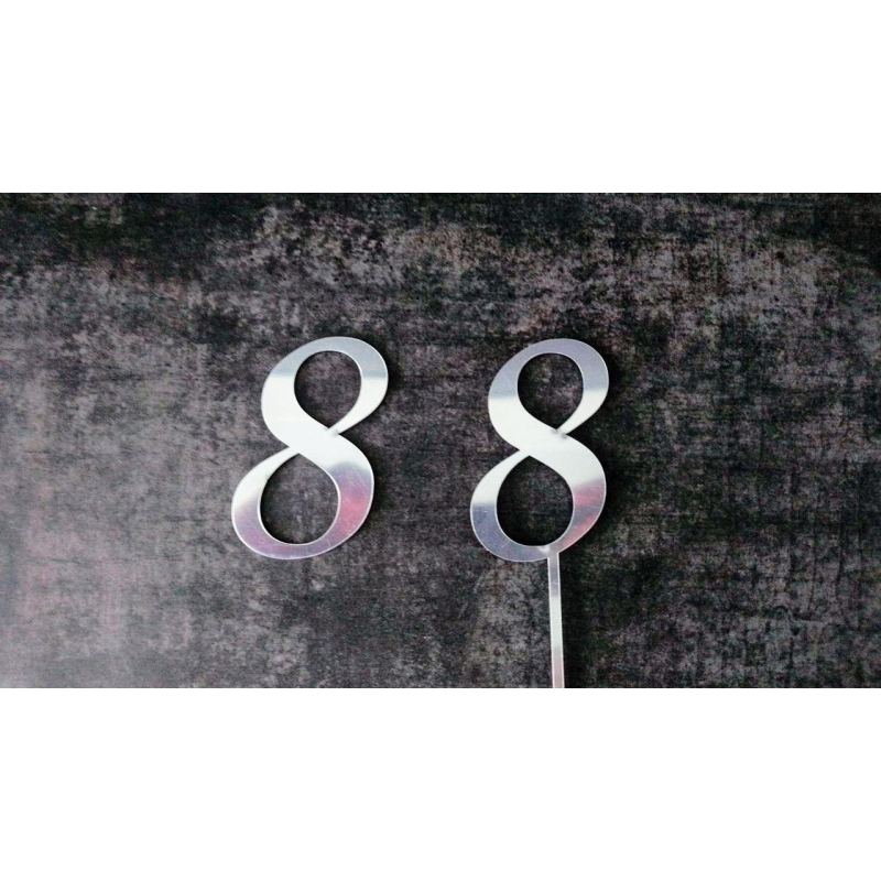 Топер дзеркальний цифра “8“ без ніжки срібло