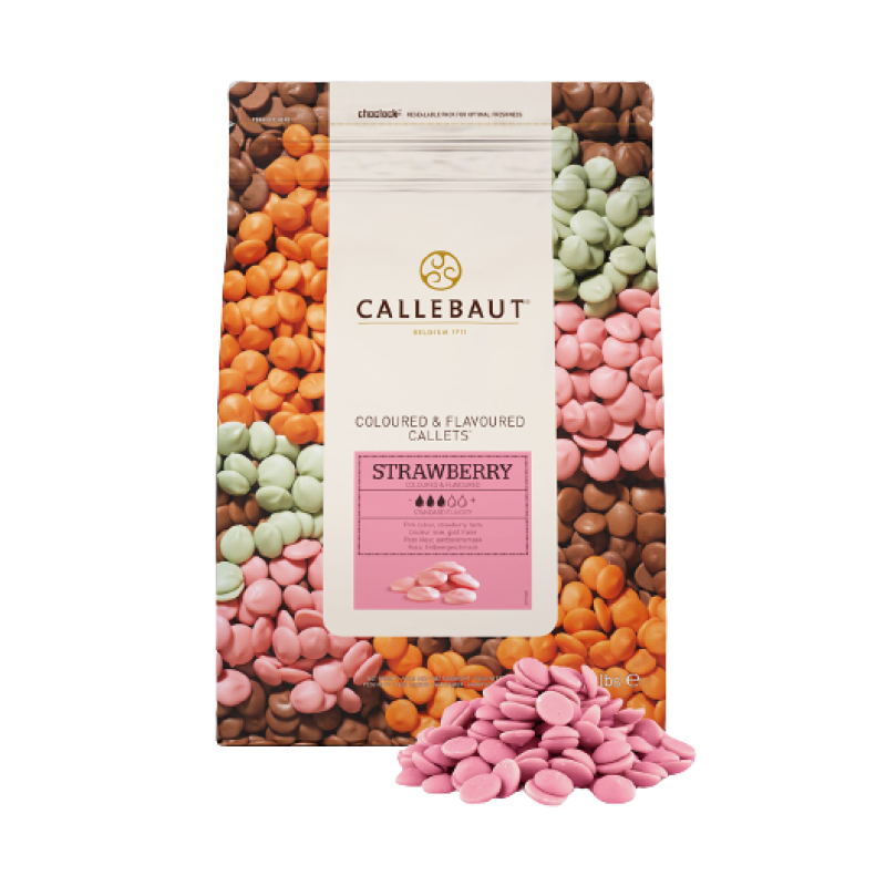 Рожевий шоколад Callebaut Strawberry Callets зі смаком полуниці у дропсах 2.5 кг Рожевий шоколад Callebaut Strawberry Callets зі смаком полуниці у дропсах 2.5 кг