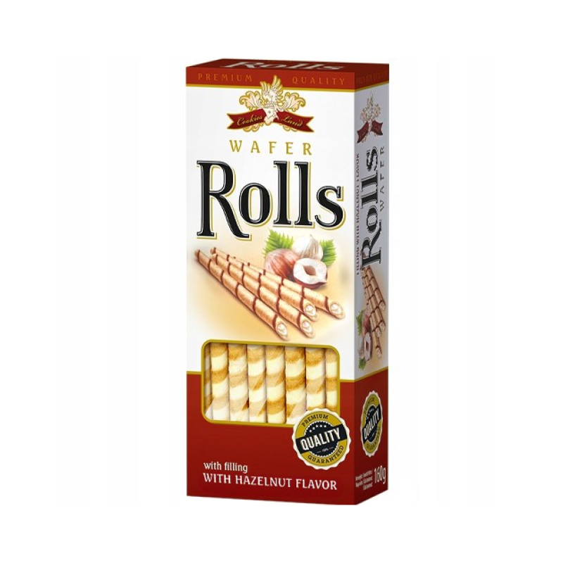 Вафлі трубочки Cookies Land Wafer Rolls Hazelnut 160g