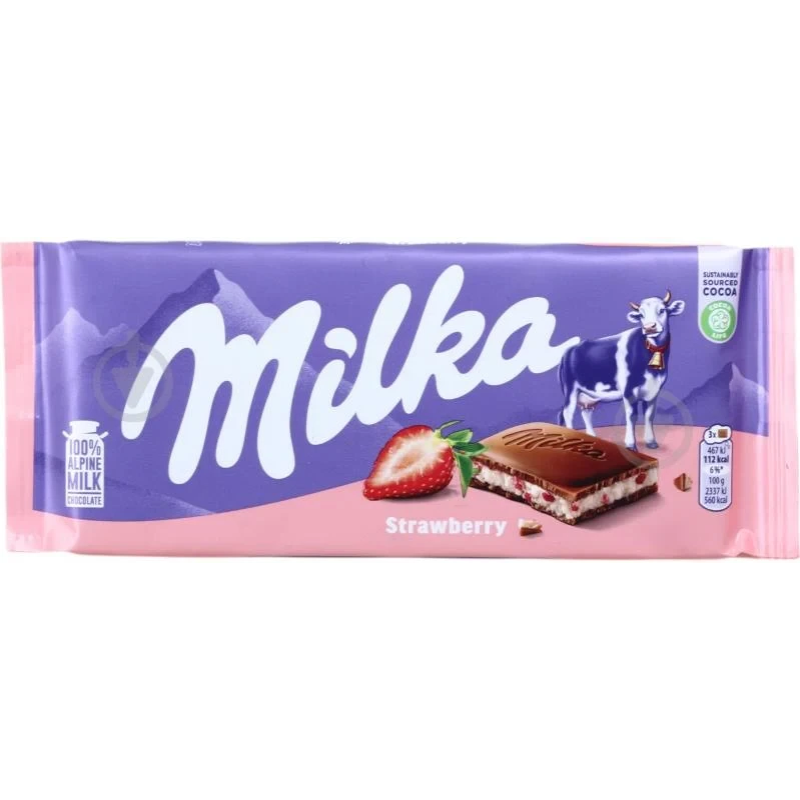 Молочний шоколад Milka Полуниця 100 г