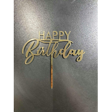 Топер Happy birthday дзеркальний золото ( з ніжкою)