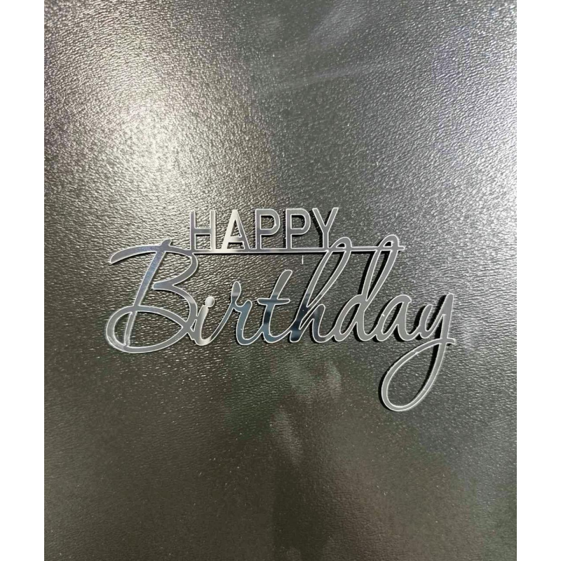 Топер дзеркальний happy birthday ( срібло) #2 Топер дзеркальний happy birthday ( срібло) #2