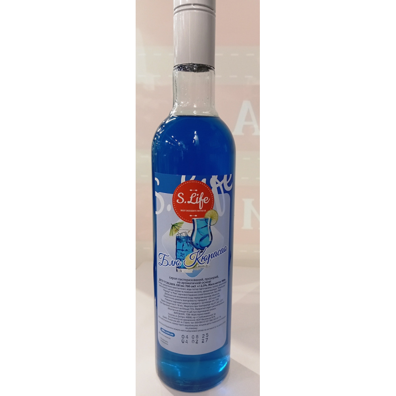 Сироп Блю Кюрасао S.Life 900 грам 0,7 л. (9 бут./ящик)