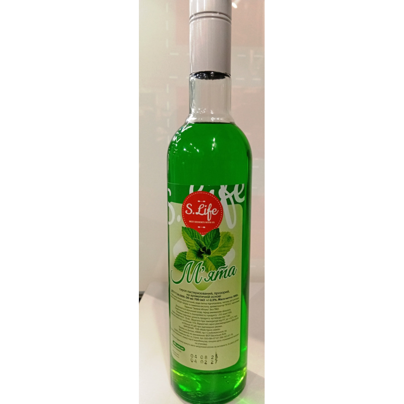 Сироп М“ята S.Life 900 грам 0,7 л. (9 бут./ящик) Сироп М“ята S.Life 900 грам 0,7 л. (9 бут./ящик)