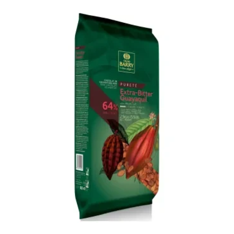 Темний Екстра гіркий шоколад Гуальякіль, Cacao Barry Guayaquil 64% , плитка 2,5 кг.