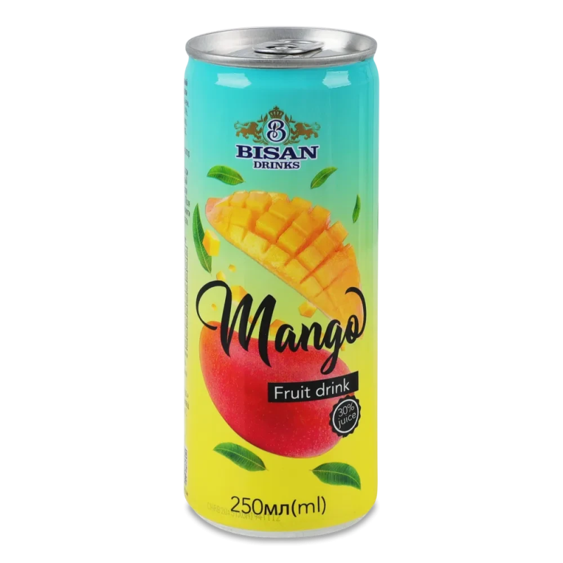 Напій BISAN 30% fruit juice drink MANGO 250мл ж/б