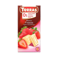 Шоколад Torras білий з полуницею 75 г без цукру без глютену
