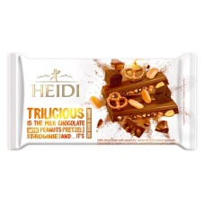 Молочний шоколад Heidi Trilicious із шматочками брауні, арахісу та печива 180 г