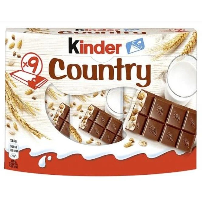 Шоколадний батончик Kinder Country молочний шоколад з хрусткими злаками 9 шт 211 гр Шоколадний батончик Kinder Country молочний шоколад з хрусткими злаками 9 шт 211 гр