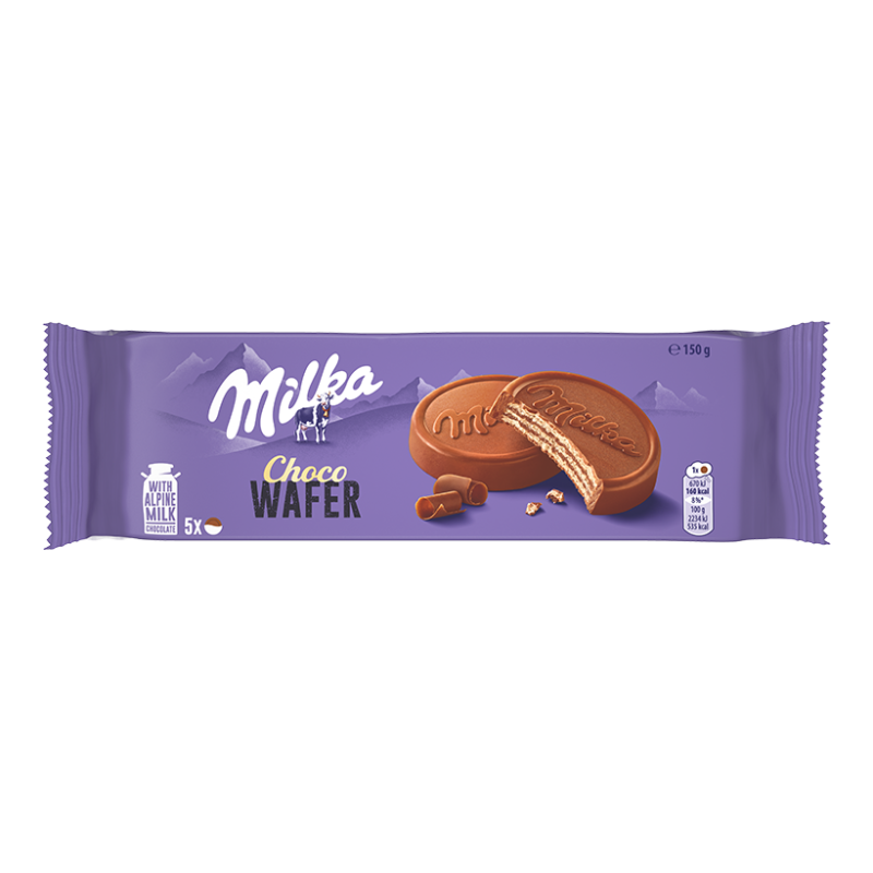 Вафлі Milka з начинкою какао в молочному шоколаді, 150 г Вафлі Milka з начинкою какао в молочному шоколаді, 150 г
