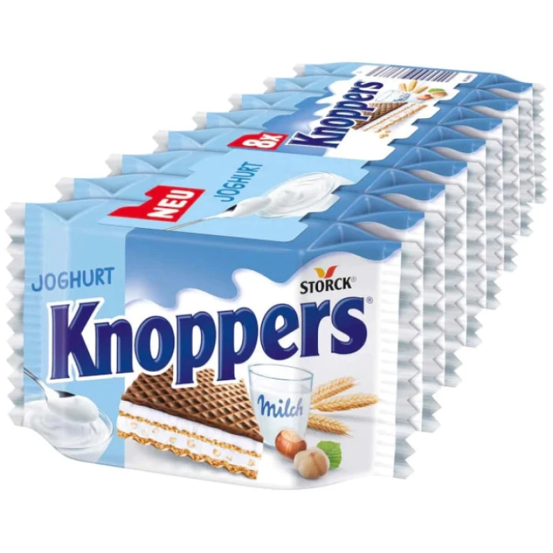 Вафлі Knoppers з йогуртовою начинкою 200г , 8 шт Вафлі Knoppers з йогуртовою начинкою 200г , 8 шт