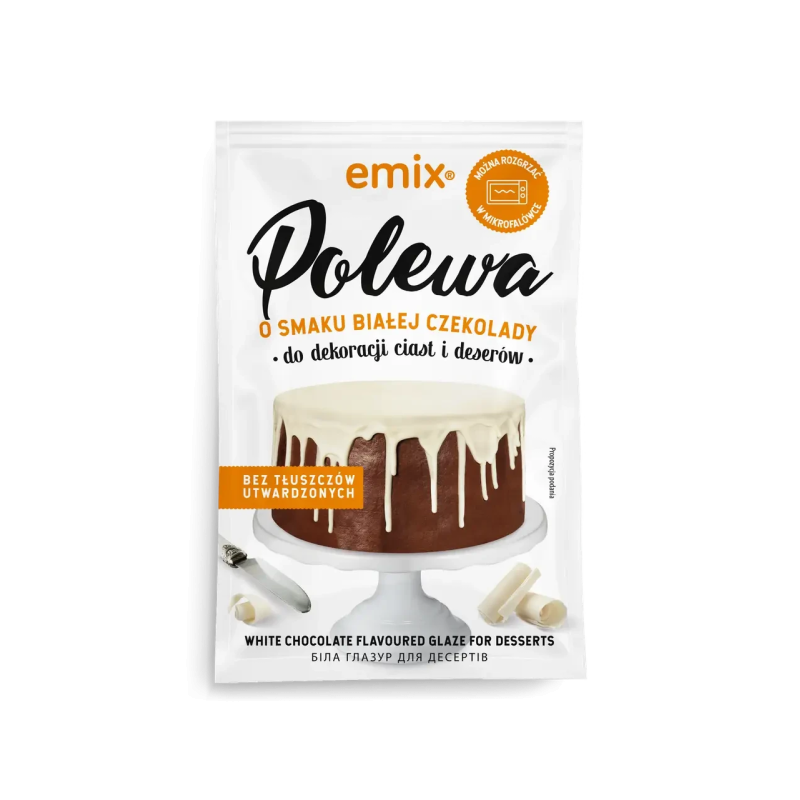Глазур для десертів білий шоколад Emix, 100 г, Польща, поливка для тортів