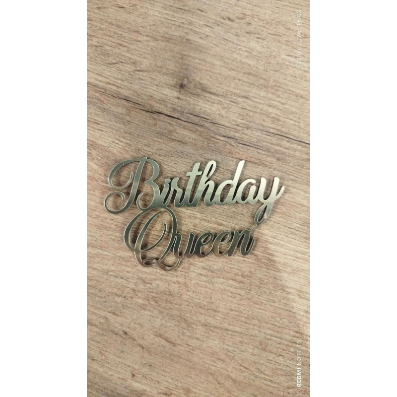 Топер дзеркальний birthday queen золото Топер дзеркальний birthday queen золото