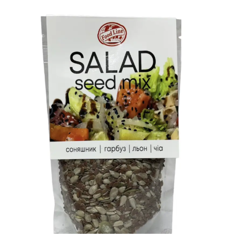 Суміш для салатів Salad seed mix соняшник гарбуз льон чіа 125г ТМ Food Line Суміш для салатів Salad seed mix соняшник гарбуз льон чіа 125г ТМ Food Line