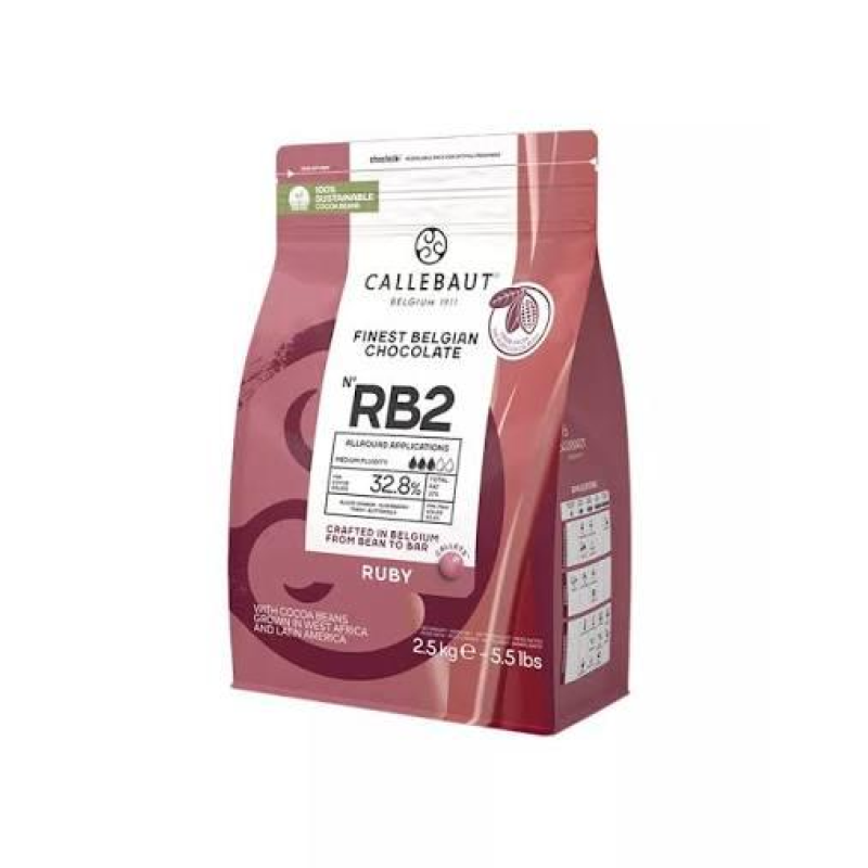 Рожевий шоколад рубіновий Ruby RB2 32,8 % Callebaut, пакет 2,5 кг