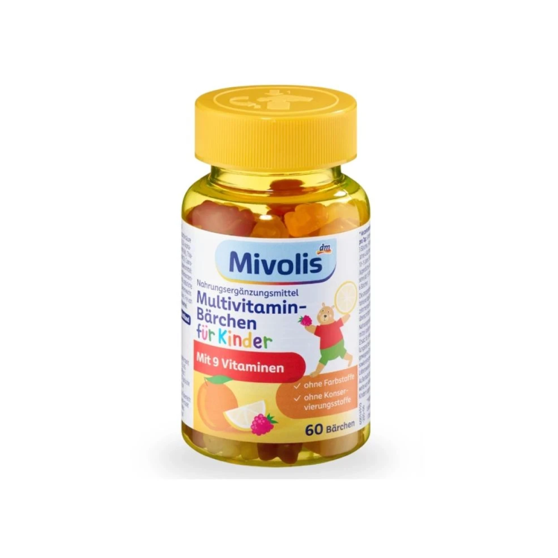 Мультивітаміни для дітей Mivolis Multivitamin Bärchen Ведмедики жувальні №60“, для дітей з 4 років