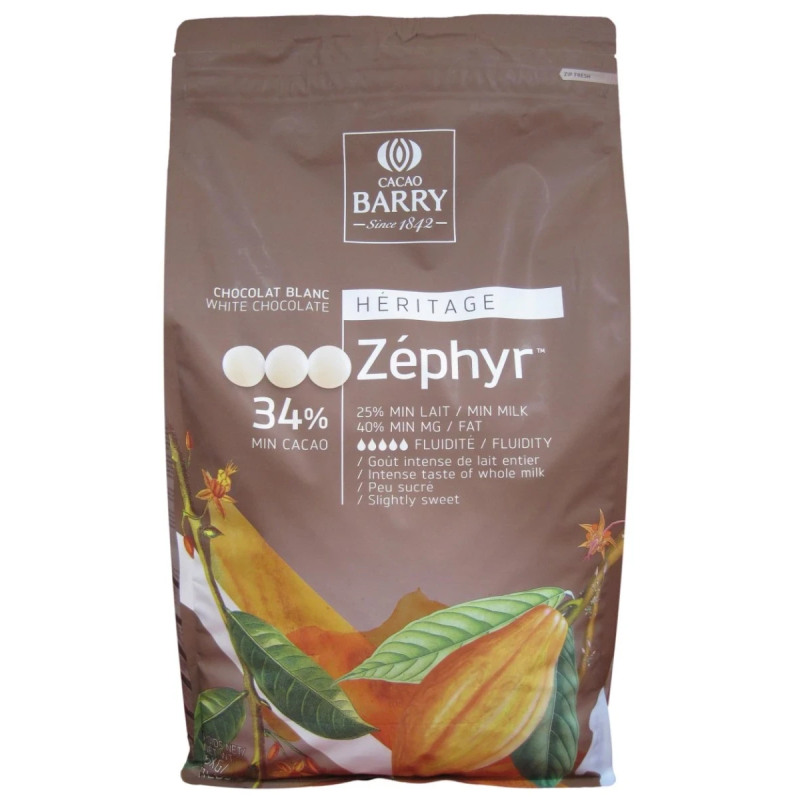 Білий шоколад Зефір  34% Cacao barry Zephyr 34% 5 кг. оригінальне пакування
