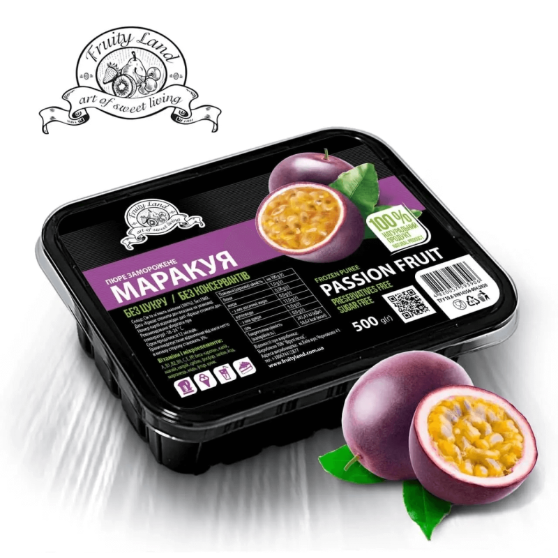 Маракуйя з кісточкою пюре FruityLand заморожене без цукру, 500 г Маракуйя з кісточкою пюре FruityLand заморожене без цукру, 500 г