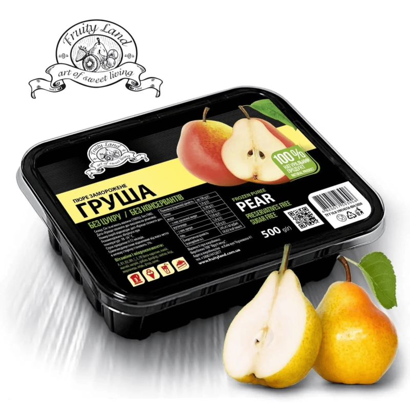 Груша пюре FruityLand заморожене без цукру, 500 г Груша пюре FruityLand заморожене без цукру, 500 г