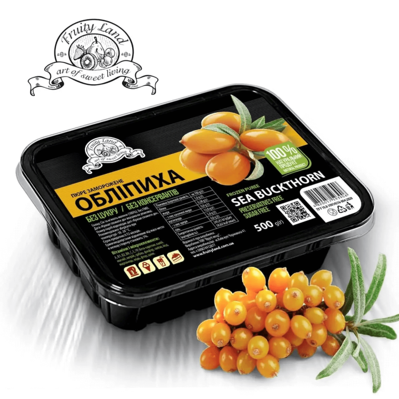 Обліпиха пюре FruityLand заморожене без цукру, 500 г Обліпиха пюре FruityLand заморожене без цукру, 500 г