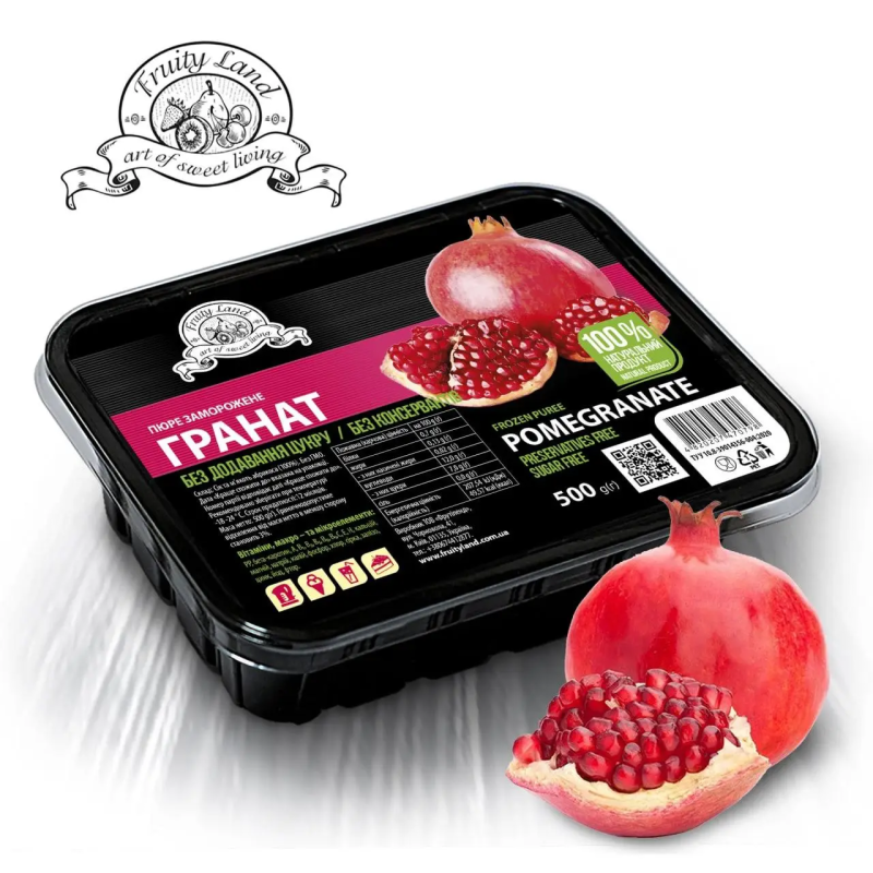 Гранат пюре FruityLand заморожене без цукру, 500 г Гранат пюре FruityLand заморожене без цукру, 500 г
