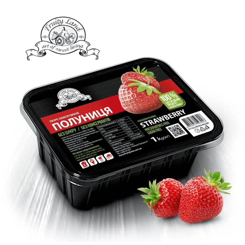 Полуниця пюре FruityLand заморожене без цукру, 1 кг Полуниця пюре FruityLand заморожене без цукру, 1 кг