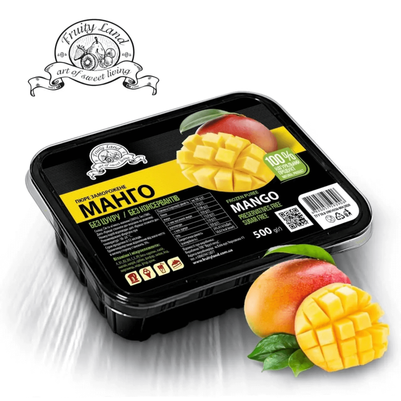Манго пюре FruityLand заморожене без цукру, 500 г
