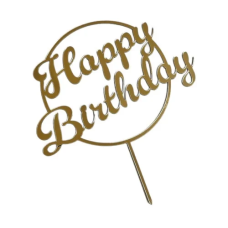 ТОПЕР З ПОЛІСТИРОЛУ «HAPPY BIRTHDAY №4» ЗОЛОТИЙ НА ШПАЖЦІ